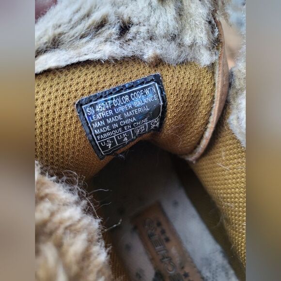 Vintage 90s Chunky Skechers Womens Boots Platform Tan Leather Lace Fur Y2K Sz 7 - Picture 6 of 12